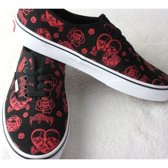 Vans Men's Authentic Love you To Death Black Red Canvas shoes Size 11.5 NIB - Picture 4 of 5